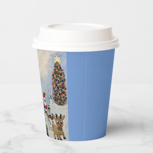 Gobelets En Papier Joyeux Noël pour aller tasses avec couvercle. (Gauche)