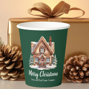 Gobelets En Papier Joyeux Noël Real Estate Company Green Party
