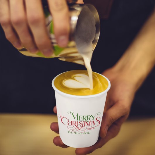 Gobelets En Papier Joyeux Noël Red Green Festive Retro Typographie