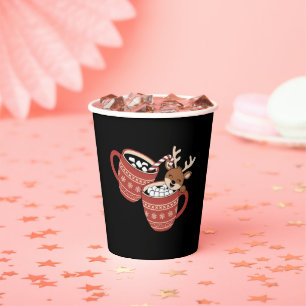 Gobelets En Papier Joyeux Noël Renne Mignon Famille Noël Café 