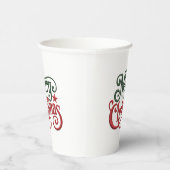 Gobelets En Papier Joyeux Noël Retro Broderie Typographie (Droite)