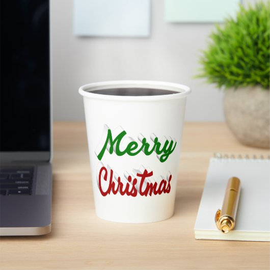 Gobelets En Papier Joyeux Noël rouge et vert script (Insitu)