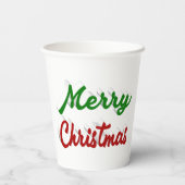 Gobelets En Papier Joyeux Noël rouge et vert script (Verso)