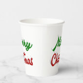 Gobelets En Papier Joyeux Noël rouge et vert script (Droite)
