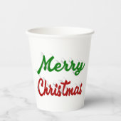 Gobelets En Papier Joyeux Noël rouge et vert script (Recto)