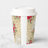 Gobelets En Papier Joyeux Noël Rouge Poinsettia (Gauche)