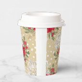 Gobelets En Papier Joyeux Noël Rouge Poinsettia (Droite)