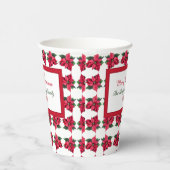 Gobelets En Papier Joyeux Noël Rouge Poinsettias Personnaliser (Droite)