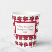 Gobelets En Papier Joyeux Noël Rouge Poinsettias Personnaliser (Recto)