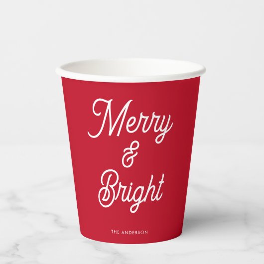Gobelets En Papier Joyeux Noël rouge vif (Recto)