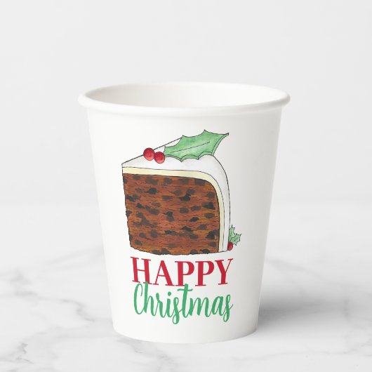 Gobelets En Papier Joyeux Noël Royaume-Uni tranche de gâteau britanni (Recto)