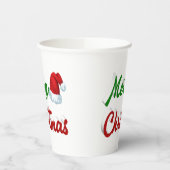 Gobelets En Papier Joyeux Noël Santa Chapeau rouge vert script (Gauche)