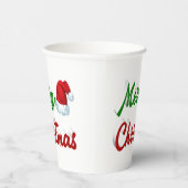 Gobelets En Papier Joyeux Noël Santa Chapeau rouge vert script (Droite)