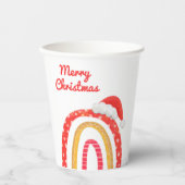 Gobelets En Papier Joyeux Noël Santa Hat Arc-en-ciel Vacances moderne (Recto)