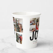 Gobelets En Papier Joyeux Noël Script Famille Photo Collage (Gauche)