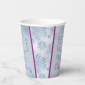 Gobelets En Papier Joyeux Noël Snowflakes Iridescente Bleu pourpre (Droite)