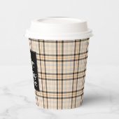 Gobelets En Papier Joyeux Noël Tan Plaid Motif Holiday (Gauche)