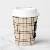 Gobelets En Papier Joyeux Noël Tan Plaid Motif Holiday (Droite)