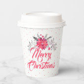 Gobelets En Papier Joyeux Noël Typographie & Fleurs de Noël Pap (Recto)