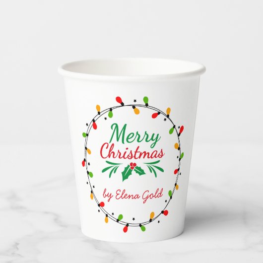 Gobelets En Papier Joyeux Noël vert et rouge (Verso)