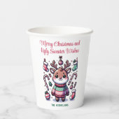 Gobelets En Papier Joyeux Noël & Vœux de Pull Moche Renne (Verso)