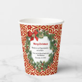 Gobelets En Papier Joyeux Noël Wreath Fête Affaires sur mesure (Verso)