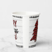 Gobelets En Papier Joyeux Noël Y'all Rustic Plaid Trees Vacances (Gauche)