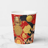 Gobelets En Papier Joyeux Nouvel An chinois motif asiatique moderne (Gauche)