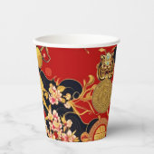 Gobelets En Papier Joyeux Nouvel An chinois motif asiatique moderne (Recto)