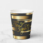 Gobelets En Papier Joyeux Nouvel An Gold Striped (Verso)