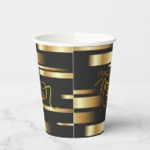 Gobelets En Papier Joyeux Nouvel An Gold Striped (Gauche)