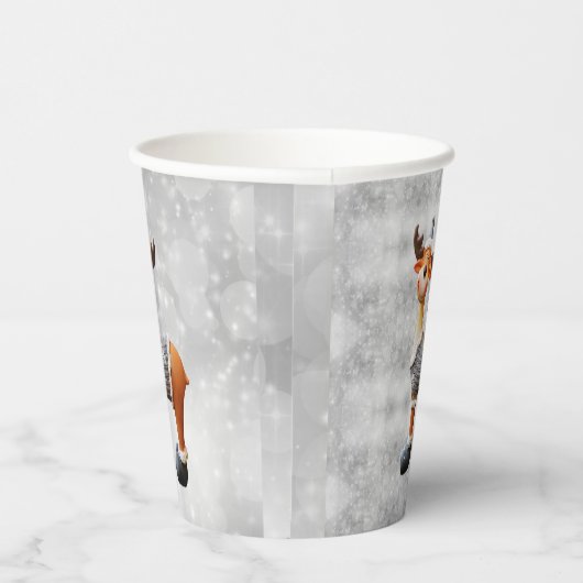 Gobelets En Papier Joyeux orignal de Noël portant un casquette (Droite)