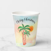 Gobelets En Papier Joyeux palmiers de Noël (Verso)