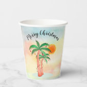 Gobelets En Papier Joyeux palmiers de Noël (Recto)