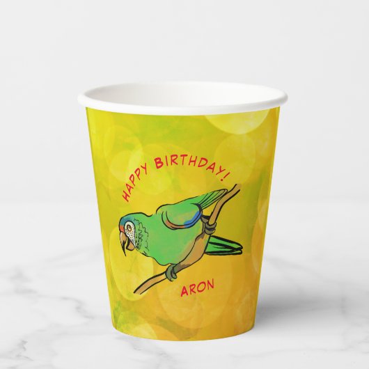 Gobelets En Papier Joyeux perroquet (Recto)