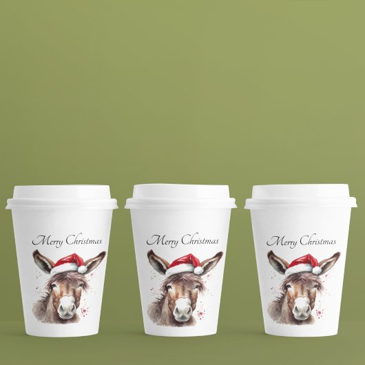 Gobelets En Papier Joyeux petit âne de Noël, coutume