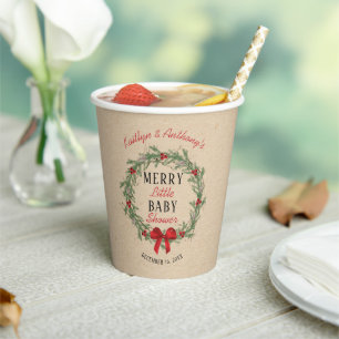 Gobelets En Papier Joyeux petit Baby shower de Noël