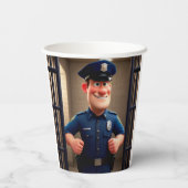 Gobelets En Papier Joyeux policier (Verso)