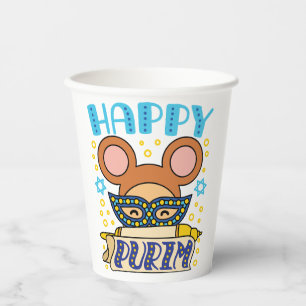 Gobelets En Papier Joyeux Purim Jewish Holiday Mask