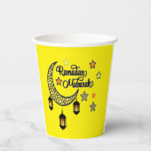Gobelets En Papier Joyeux Ramadan Moubarak lanterne du croissant Kare (Recto)