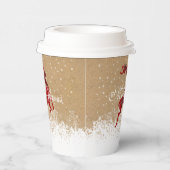 Gobelets En Papier Joyeux rennes de Noël Tartan Rouge/Kraft ID590 (Droite)