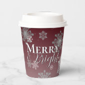 Gobelets En Papier Joyeux rouge et flocon de neige brillant Noël (Verso)