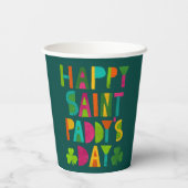Gobelets En Papier Joyeux Saint Paddy's Day brillant et moderne (Verso)