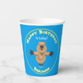 Gobelets En Papier Joyeux sauter quokka dessin animé (Verso)