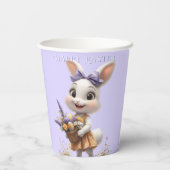 Gobelets En Papier Joyeux sourire oeufs de lapin de Pâques Lavender B (Verso)