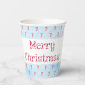 Gobelets En Papier Joyeux Sucre de canne de Noël neige Arrière - pla (Verso)