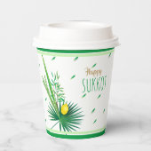 Gobelets En Papier Joyeux Sukkot Lulav et Motif d'aquarelle Etrog (Verso)