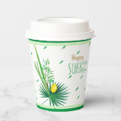 Gobelets En Papier Joyeux Sukkot Lulav et Motif d'aquarelle Etrog (Recto)