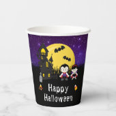 Gobelets En Papier Joyeux Vampires du parti Halloween violet (Verso)