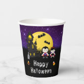 Gobelets En Papier Joyeux Vampires du parti Halloween violet (Recto)